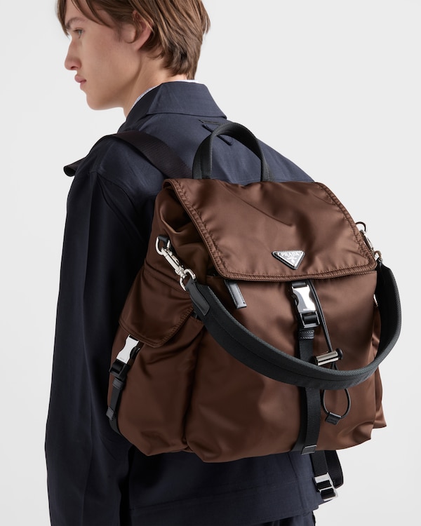 Prada Explore Re-Nylon and leather backpack - Sienna Prada Explore Re-Nylon and leather backpack - Sienna