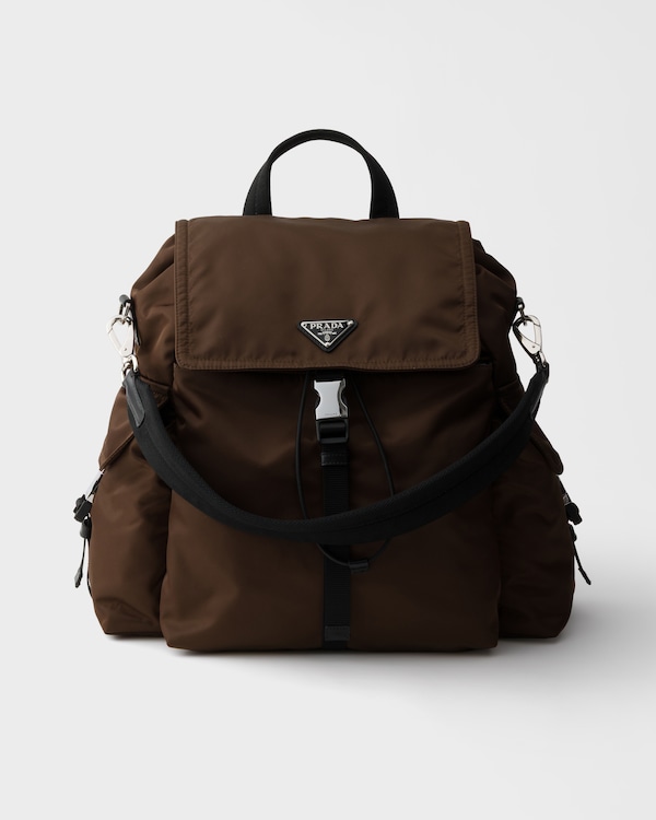 Prada Explore Re-Nylon and leather backpack - Sienna Prada Explore Re-Nylon and leather backpack - Sienna