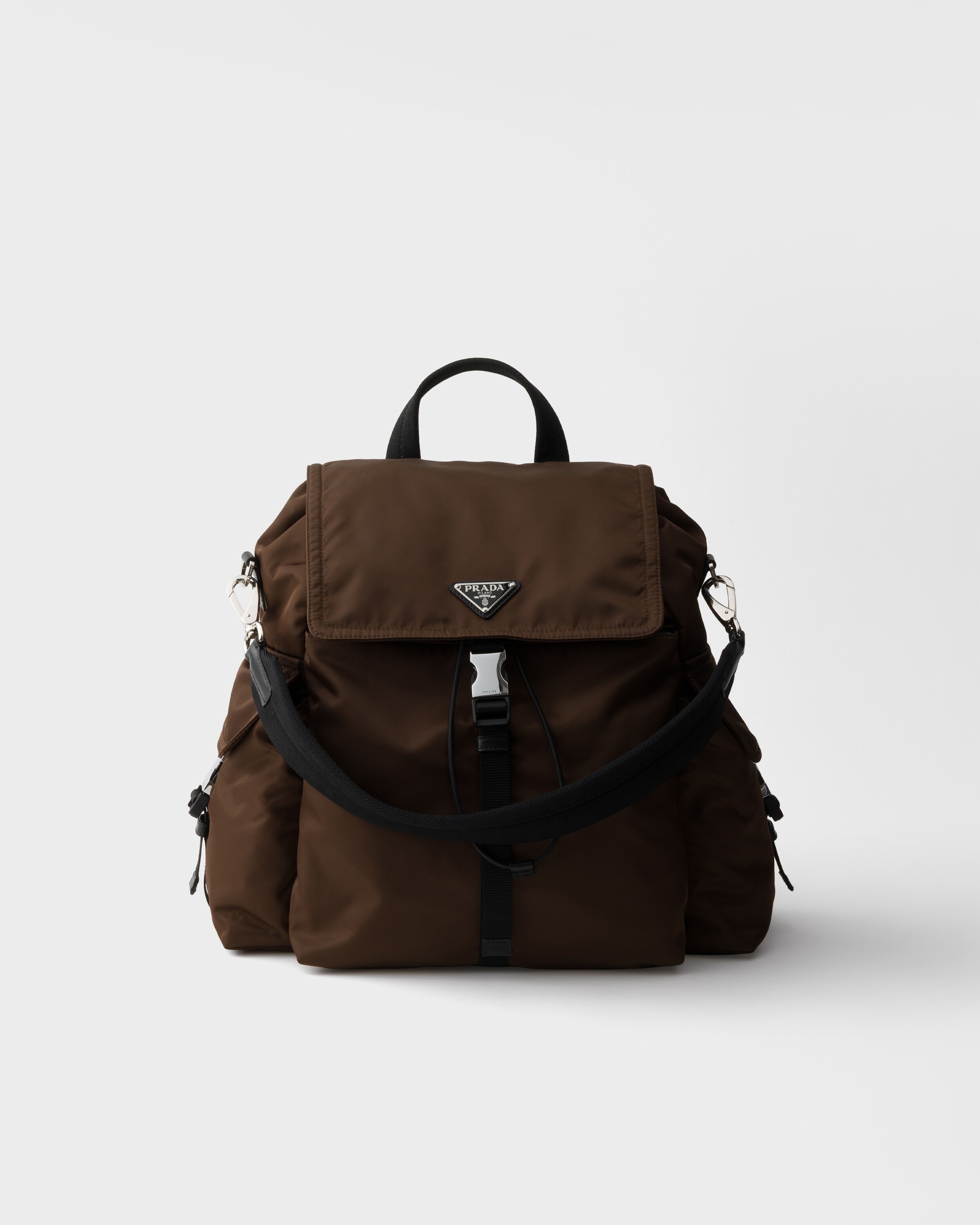 Prada Explore Re-nylon And Leather Backpack, Man, Sienna