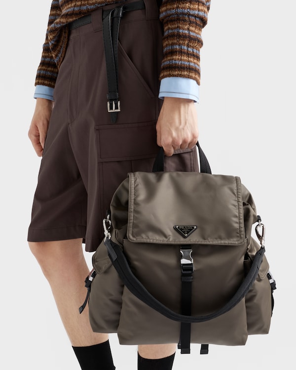 Prada Explore Re-Nylon and leather backpack - Smoky Gray Prada Explore Re-Nylon and leather backpack - Smoky Gray