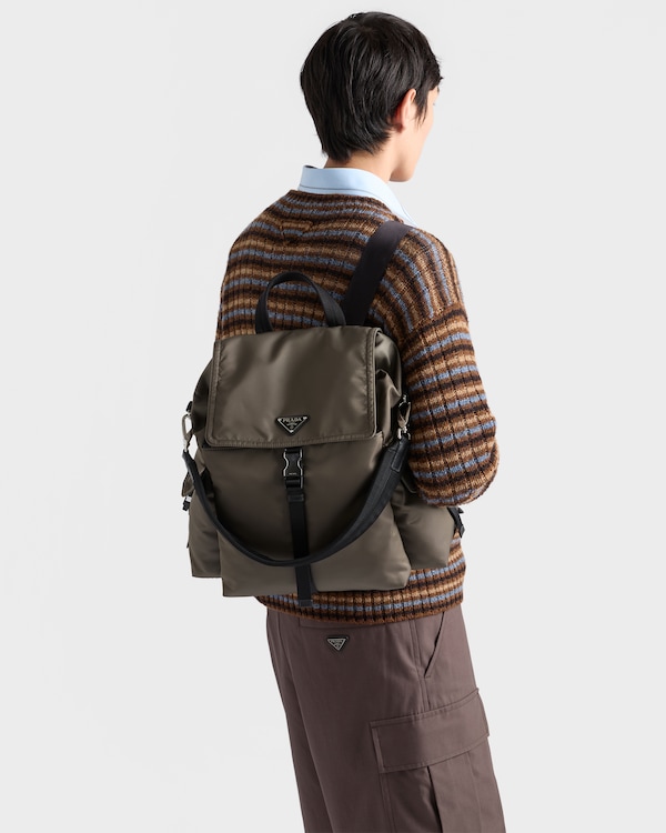 Prada Explore Re-Nylon and leather backpack - Smoky Gray Prada Explore Re-Nylon and leather backpack - Smoky Gray