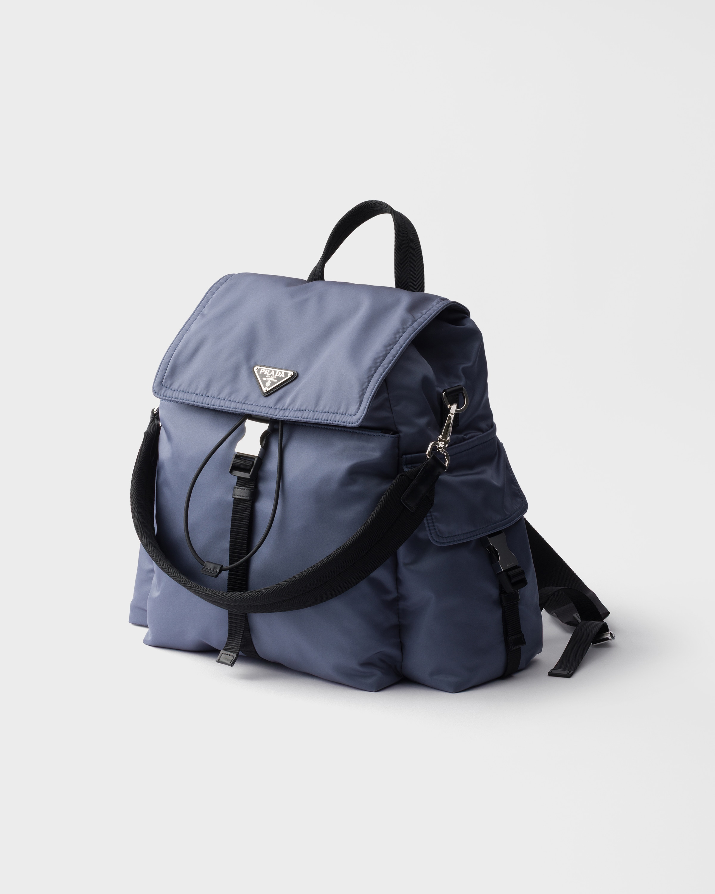 アビエーションブルー プラダ エクスプローラ Re-nylon Xレザー バック