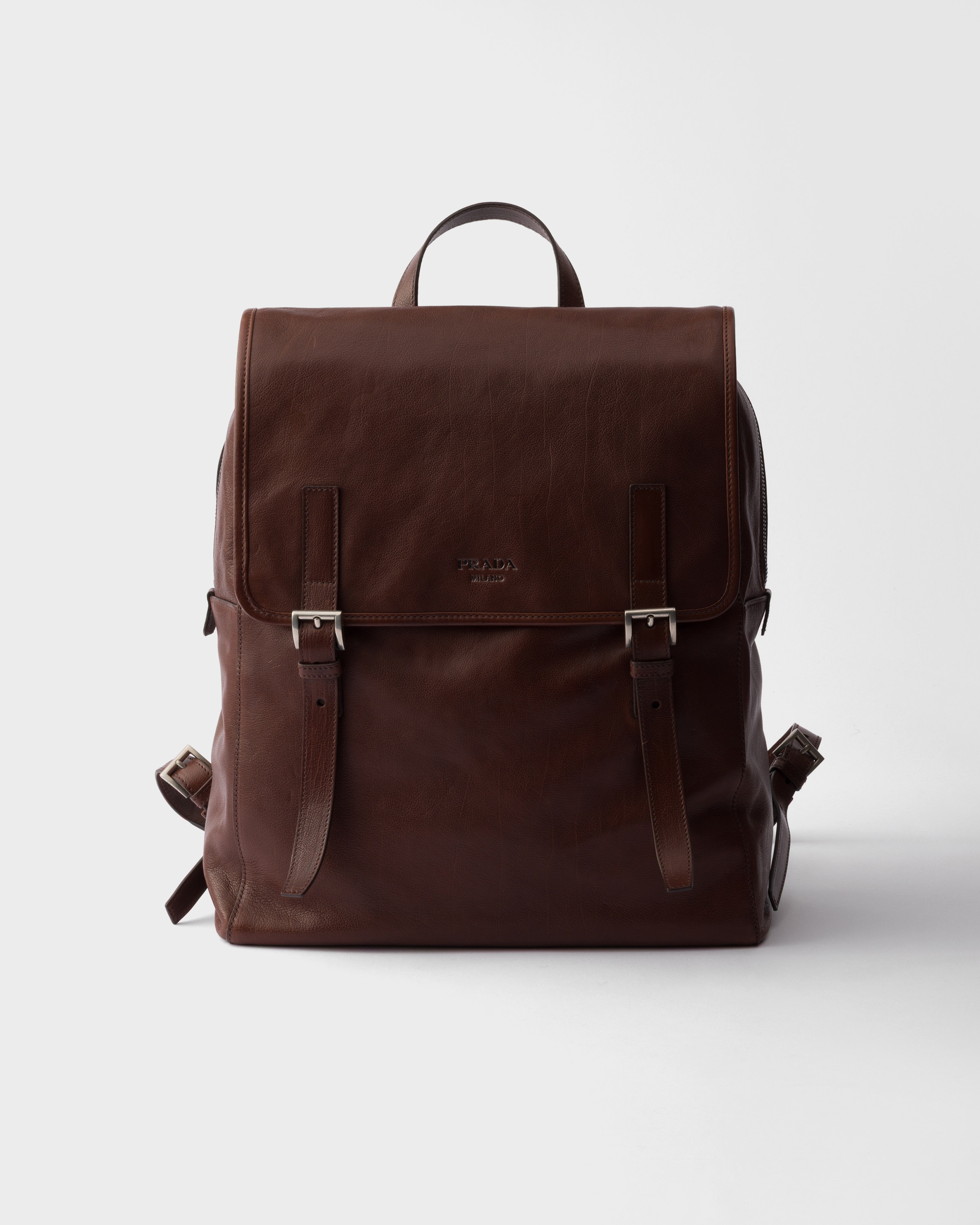 Prada Leather Backpack, Man, Cocoa Brown