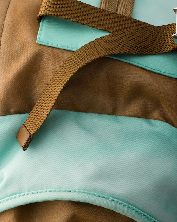 Large Re-Nylon and Saffiano leather backpack - Brandy/Jade Large Re-Nylon and Saffiano leather backpack - Brandy/Jade