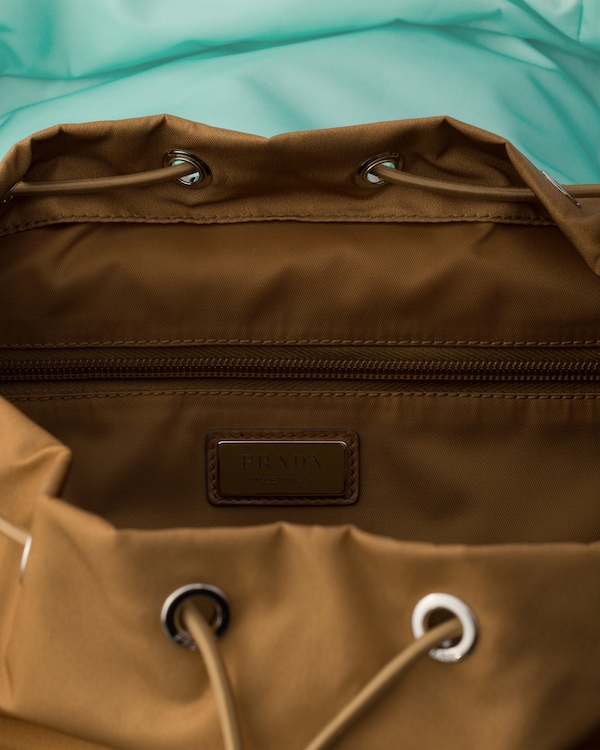 Large Re-Nylon and Saffiano leather backpack - Brandy/Jade Large Re-Nylon and Saffiano leather backpack - Brandy/Jade