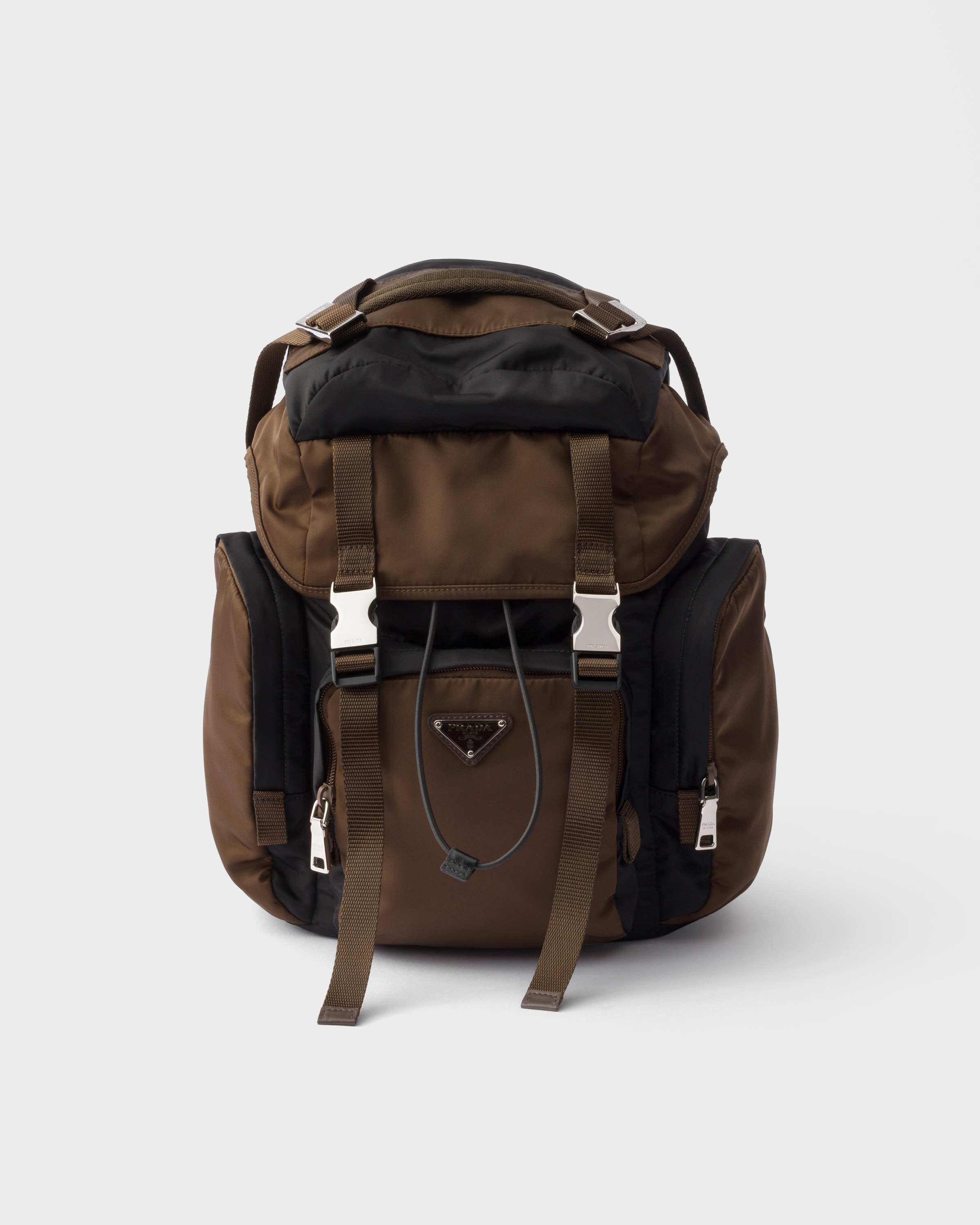 Prada Re-nylon And Leather Backpack, Man, Black/burnt