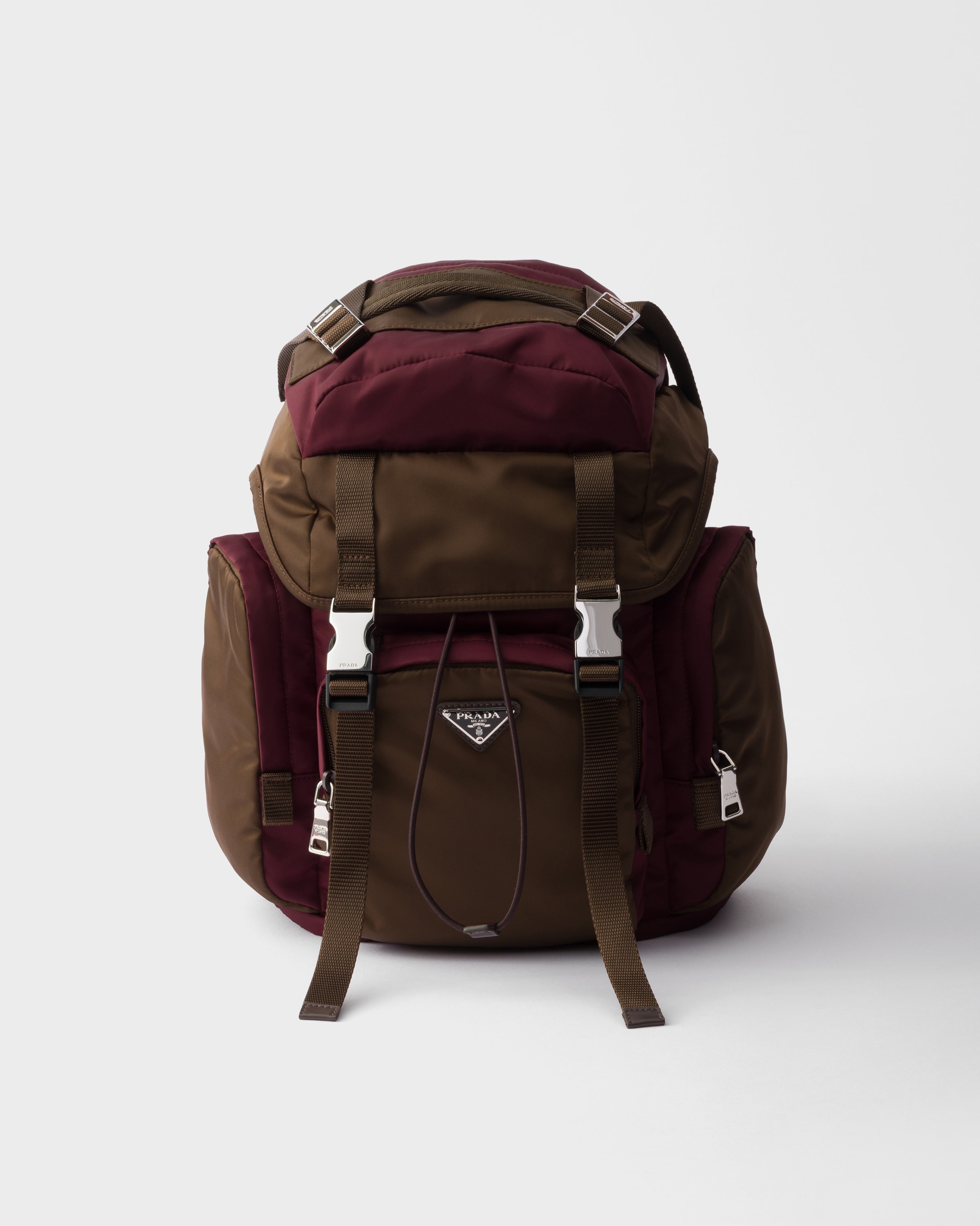 Burgundy/Burnt Re-Nylon and leather backpack | PRADA - Belgium