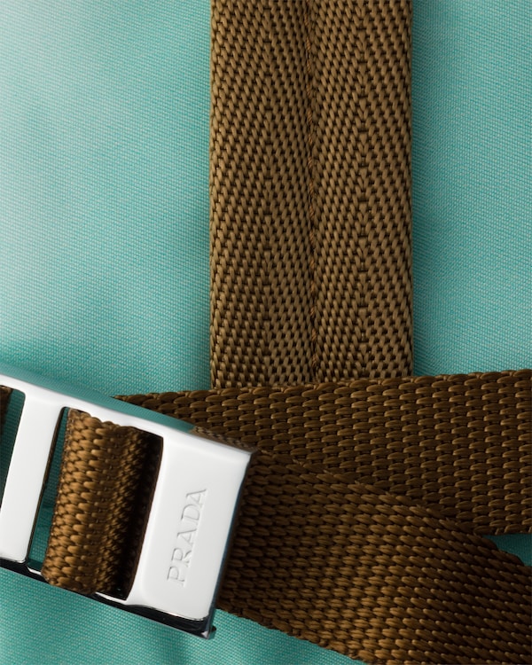 Medium Re-Nylon and Saffiano leather backpack - Brandy/Jade Medium Re-Nylon and Saffiano leather backpack - Brandy/Jade