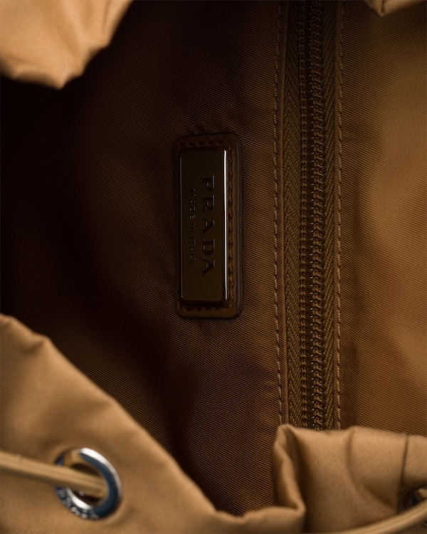 Medium Re-Nylon and Saffiano leather backpack - Brandy/Jade Medium Re-Nylon and Saffiano leather backpack - Brandy/Jade