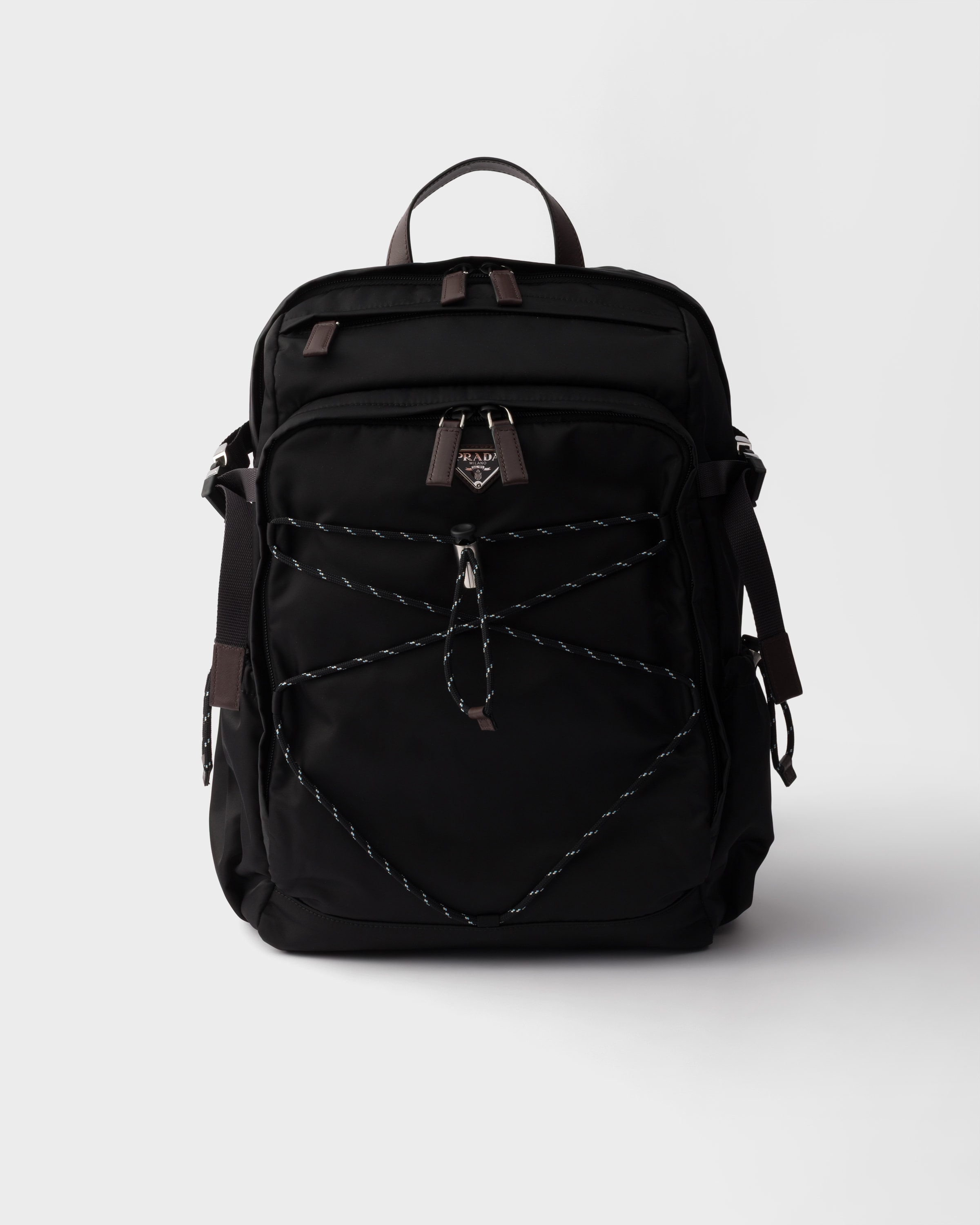 Re-Nylon and leather backpack