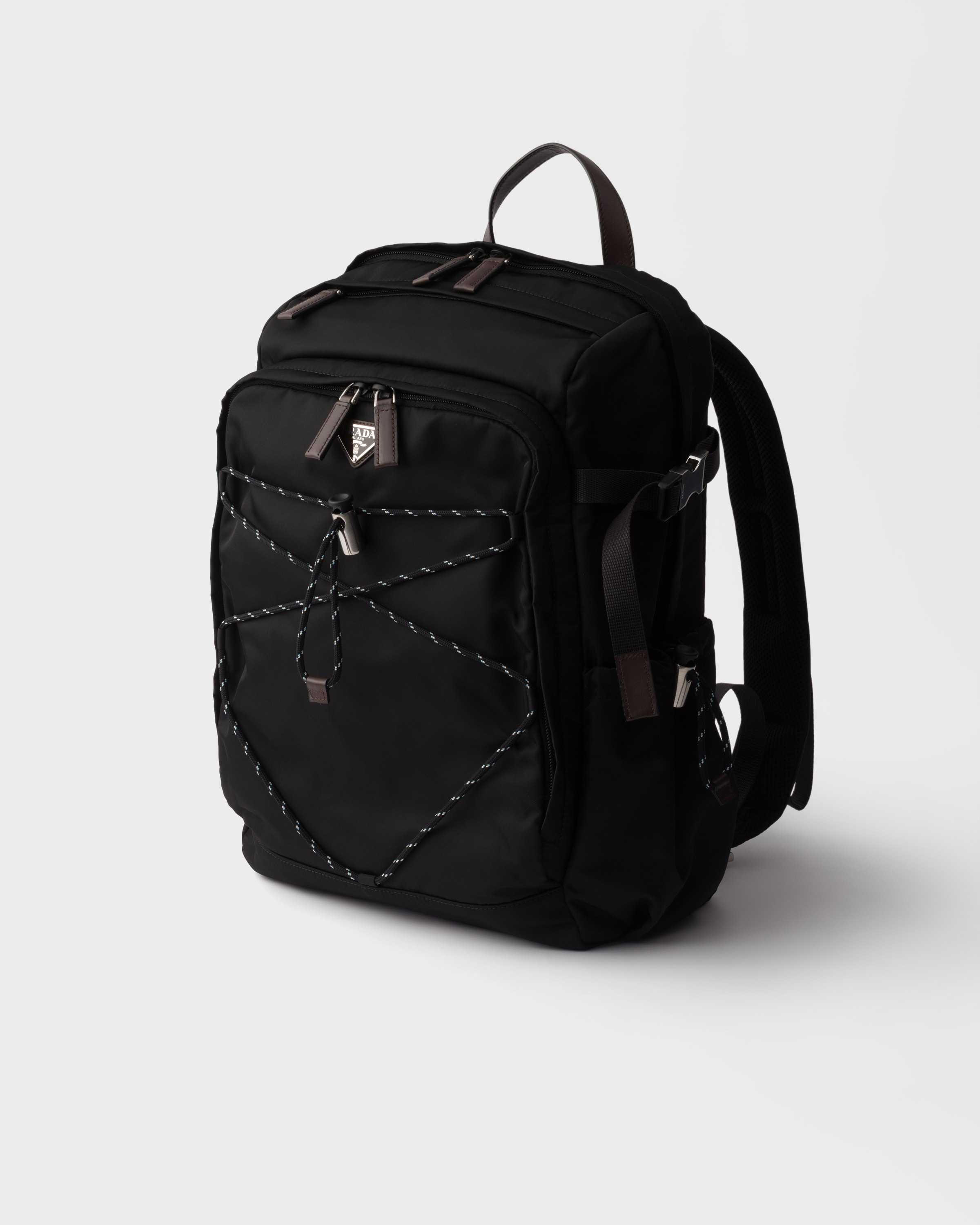 Re-Nylon and leather backpack