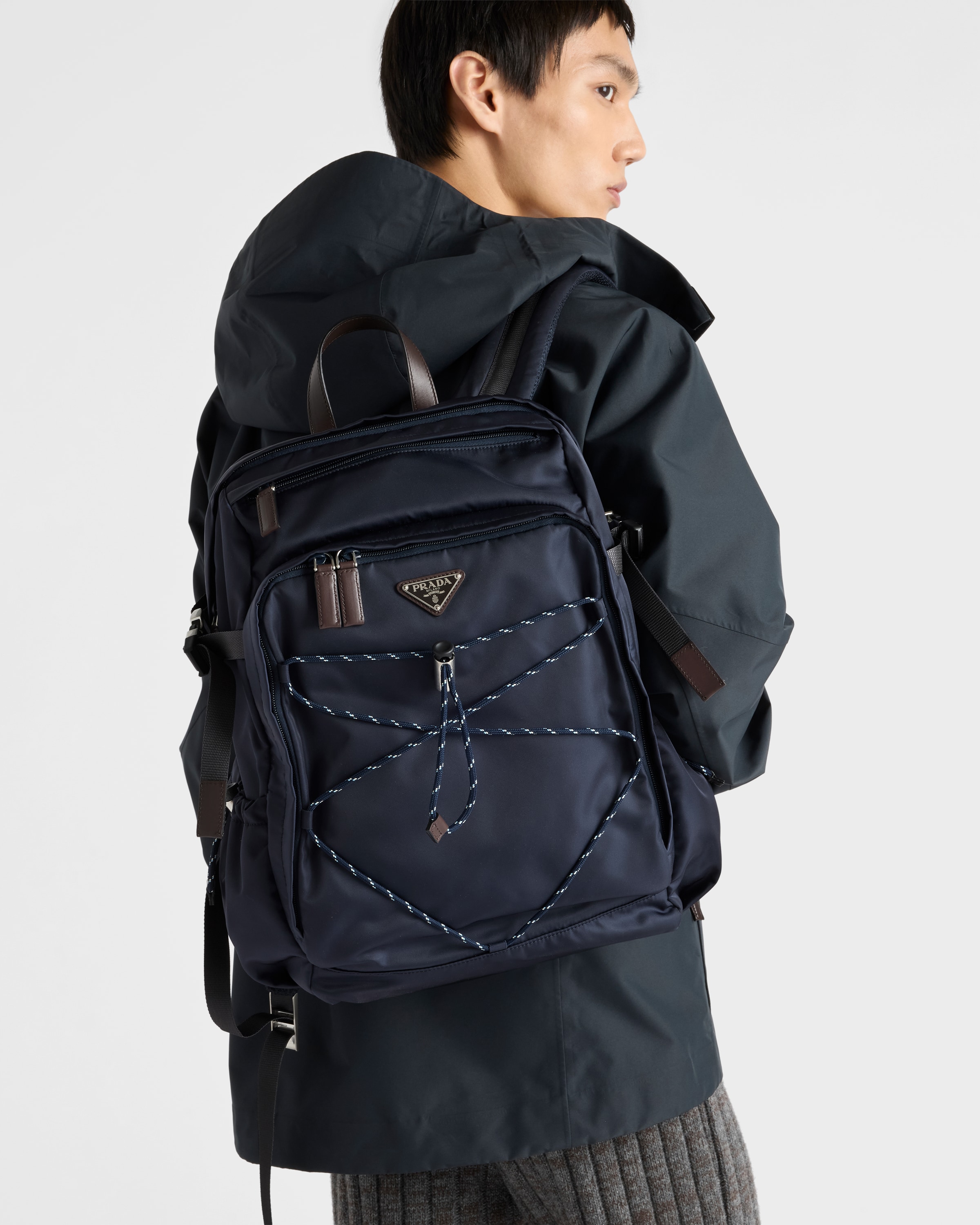 ネイビー プラダ スピードロック Re-nylon レザー バックパック | PRADA