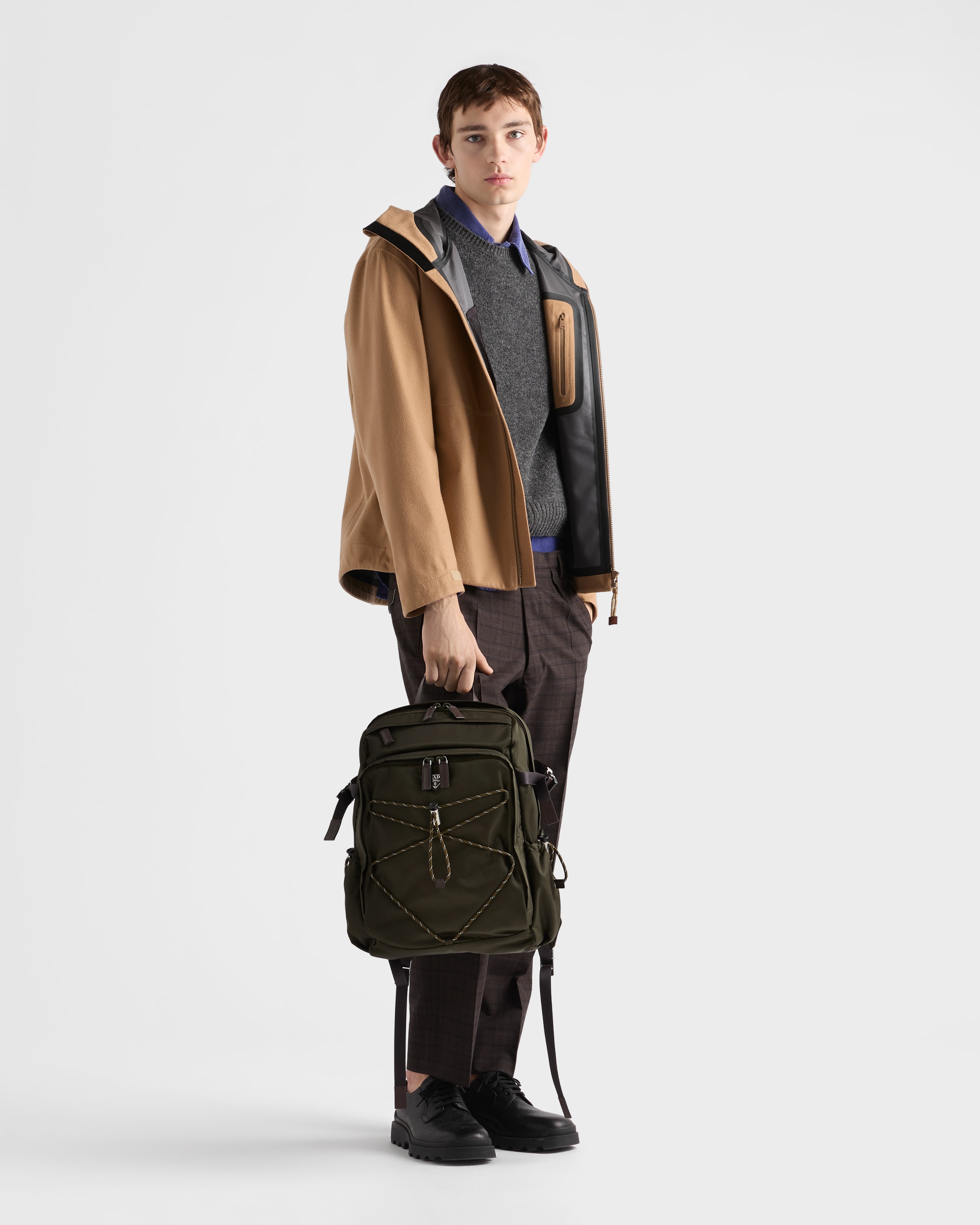 Selva Green Prada Speedrock Re-Nylon and leather backpack | PRADA