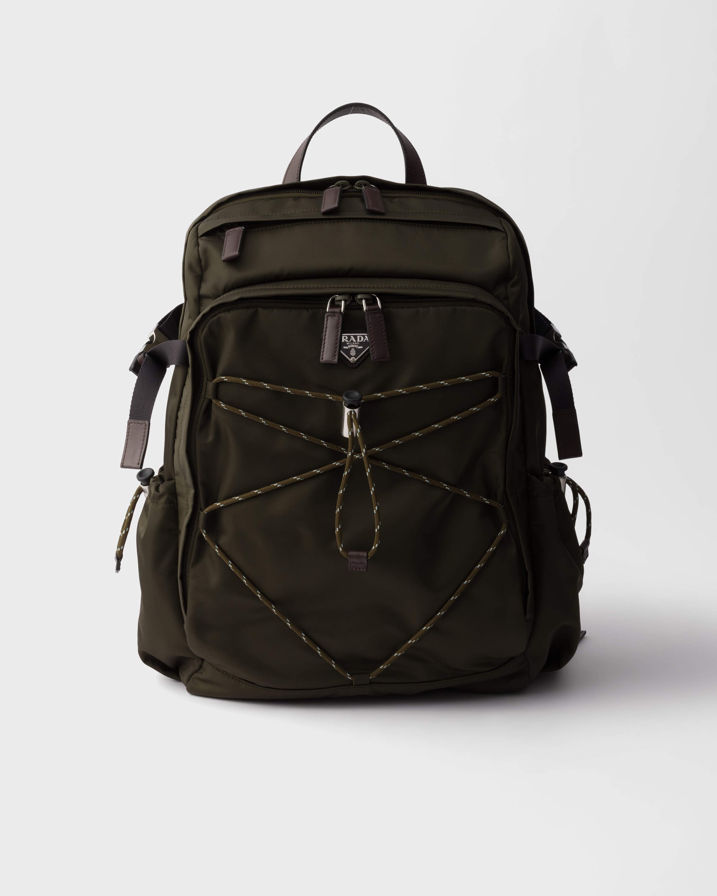 Prada Speedrock Re-nylon And Leather Backpack, Man, Selva Green