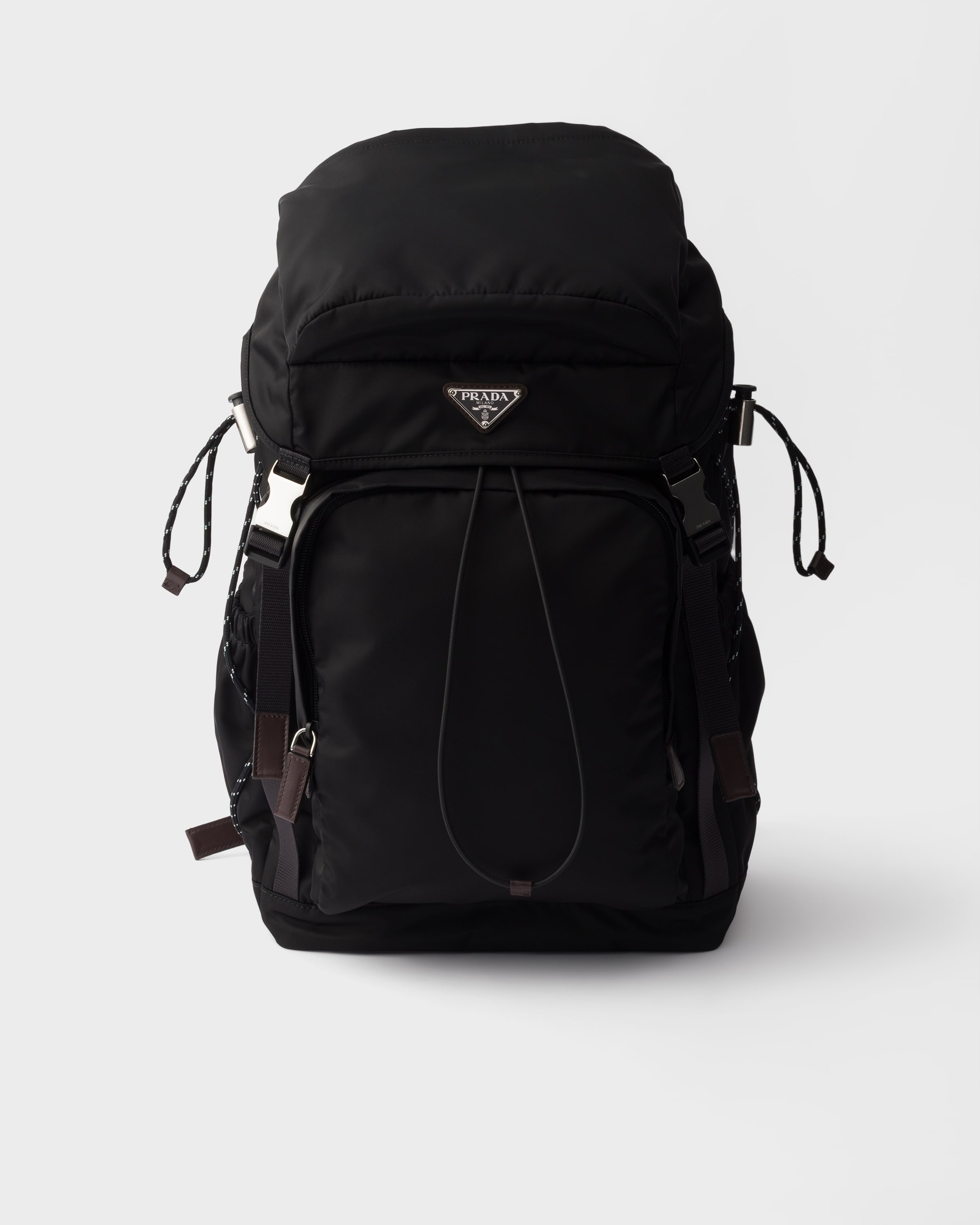 Re-Nylon and leather backpack