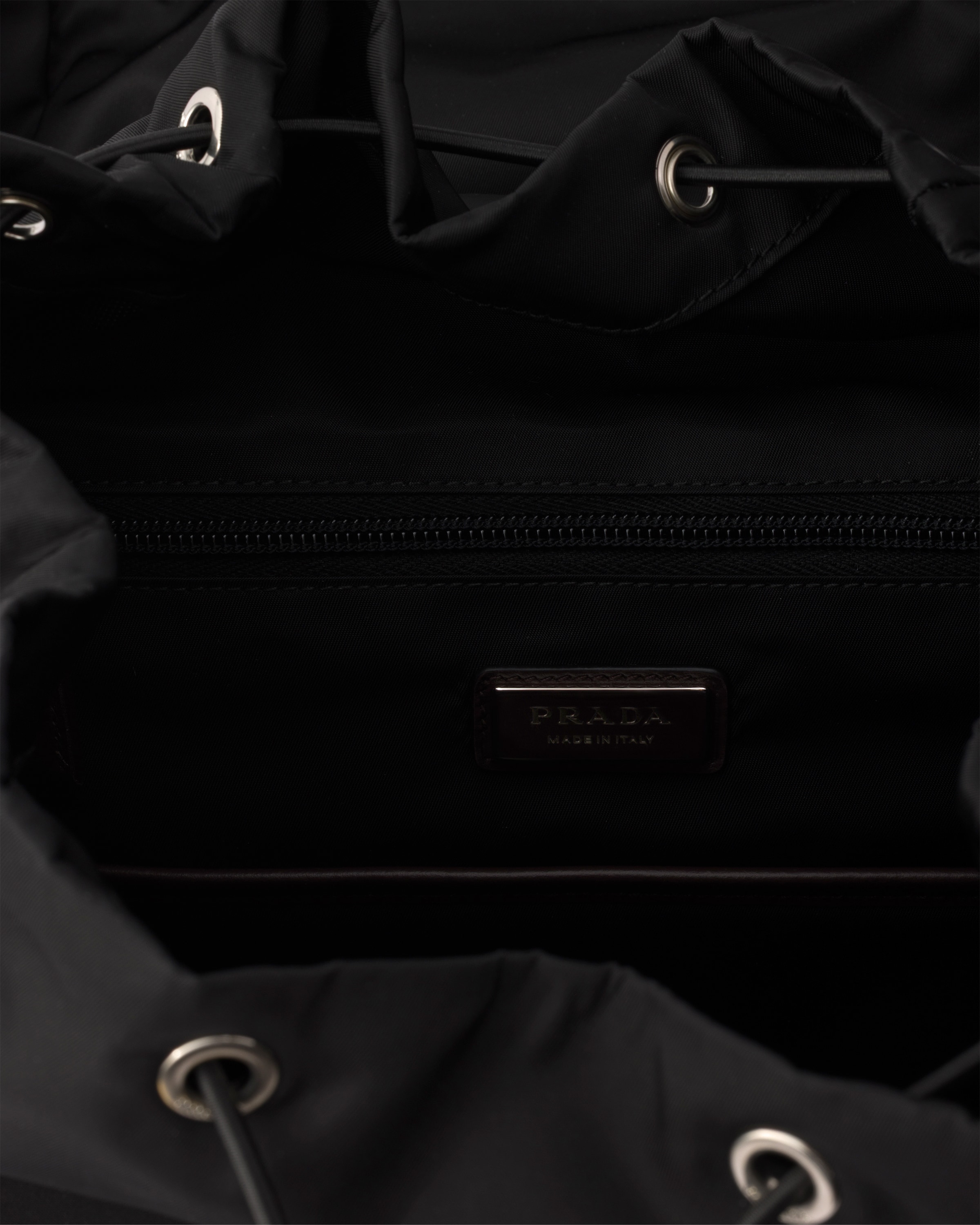 Re-Nylon and leather backpack