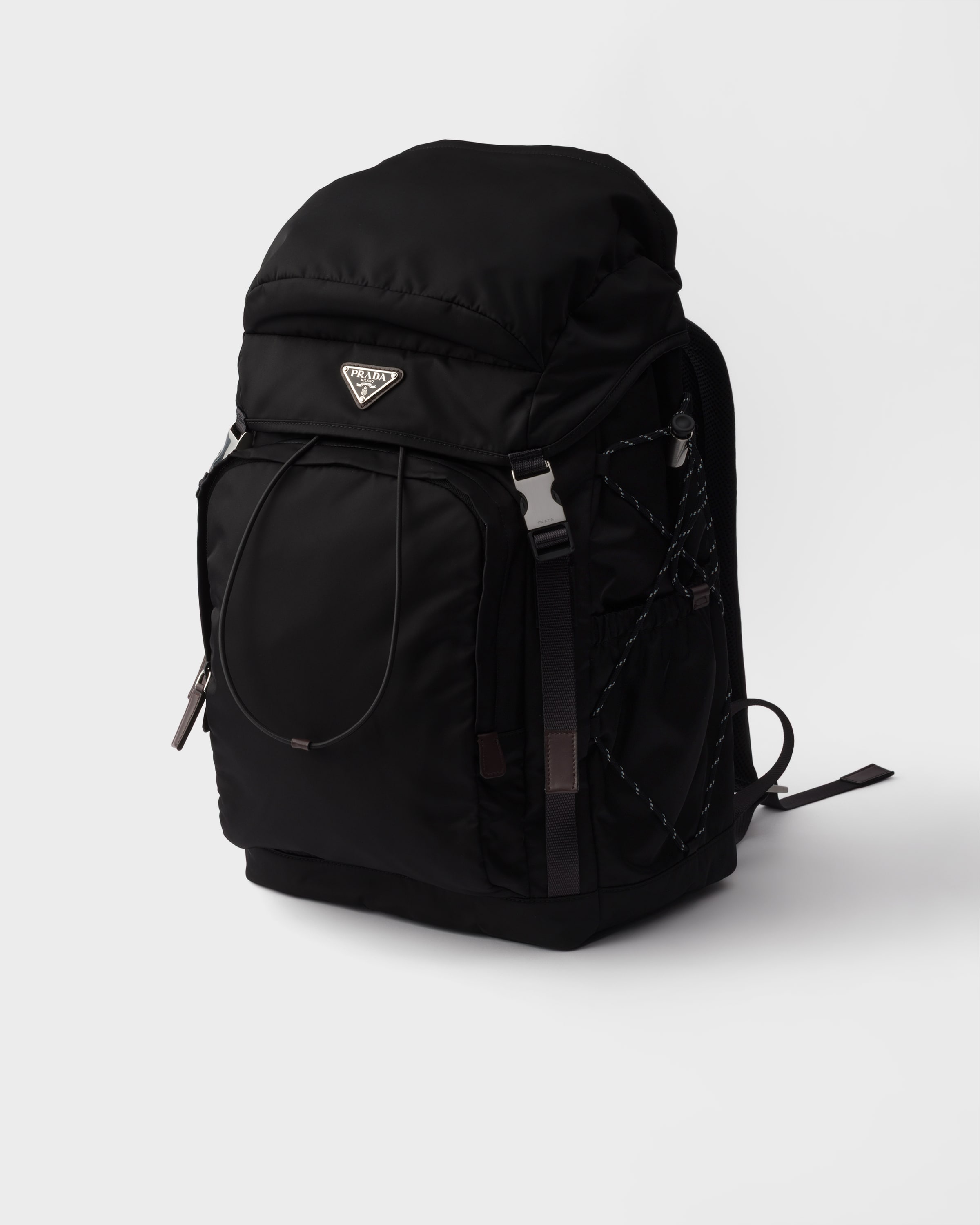 Re-Nylon and leather backpack