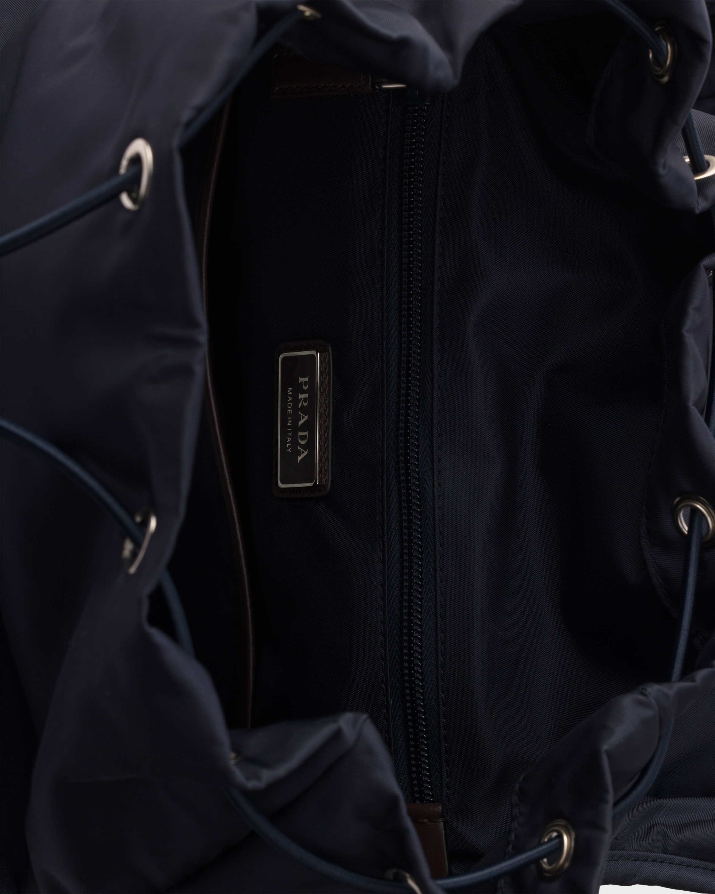 Navy Prada Speedrock Re-Nylon and leather backpack | PRADA
