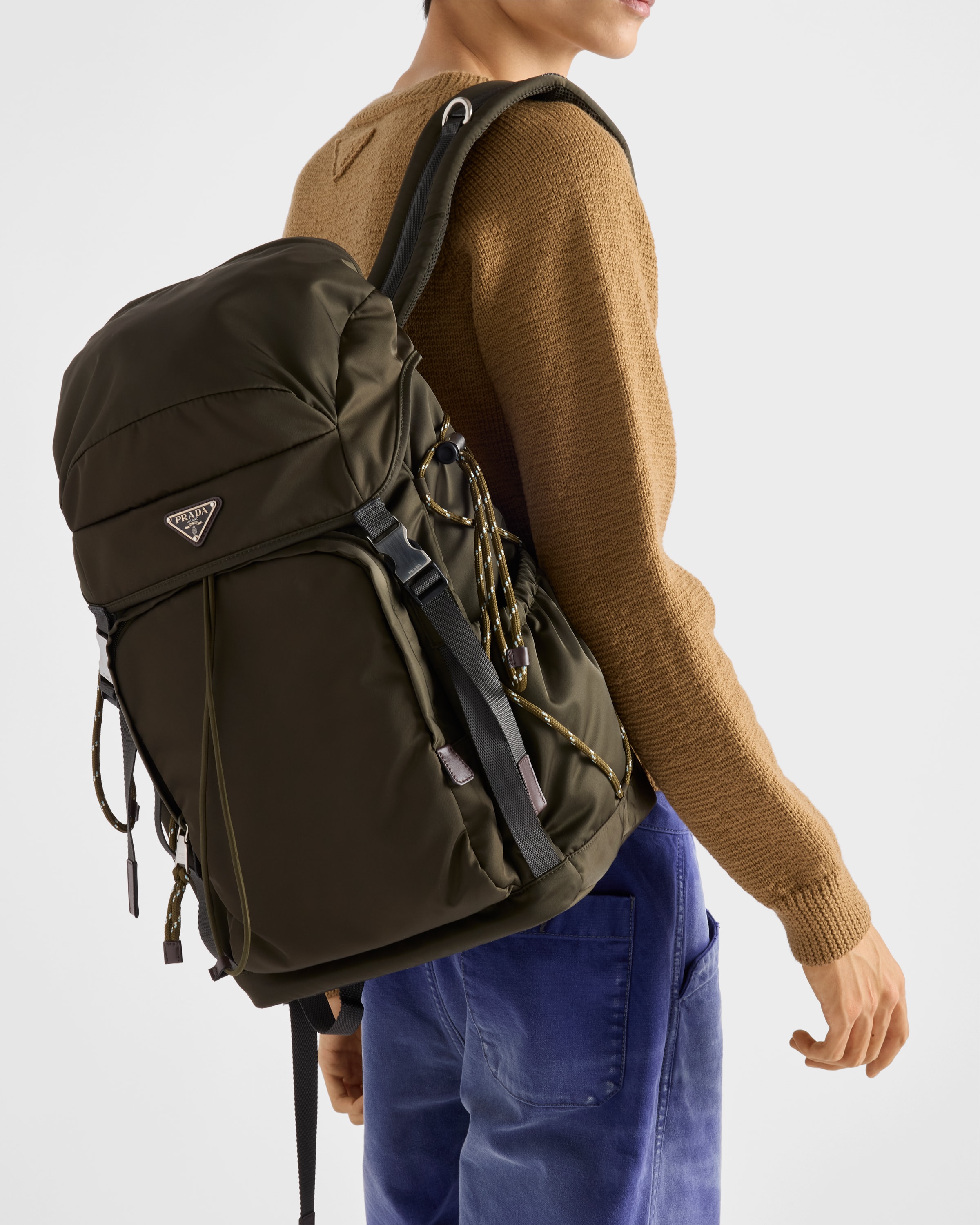 カーキ プラダ スピードロック Re-nylon レザー バックパック | PRADA