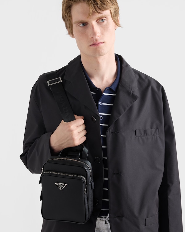 Saffiano leather mini one-shoulder backpack - Black Saffiano leather mini one-shoulder backpack - Black