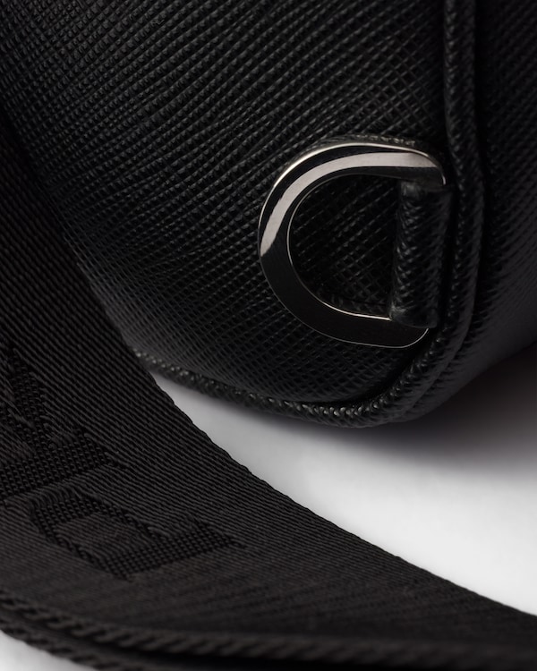 Saffiano leather mini one-shoulder backpack - Black Saffiano leather mini one-shoulder backpack - Black