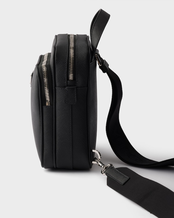Saffiano leather mini one-shoulder backpack - Black Saffiano leather mini one-shoulder backpack - Black