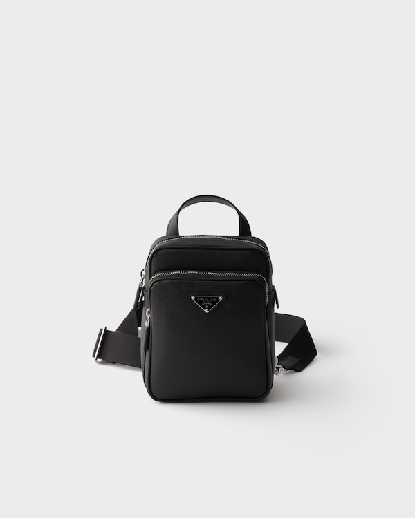 Saffiano leather mini one-shoulder backpack - Black Saffiano leather mini one-shoulder backpack - Black