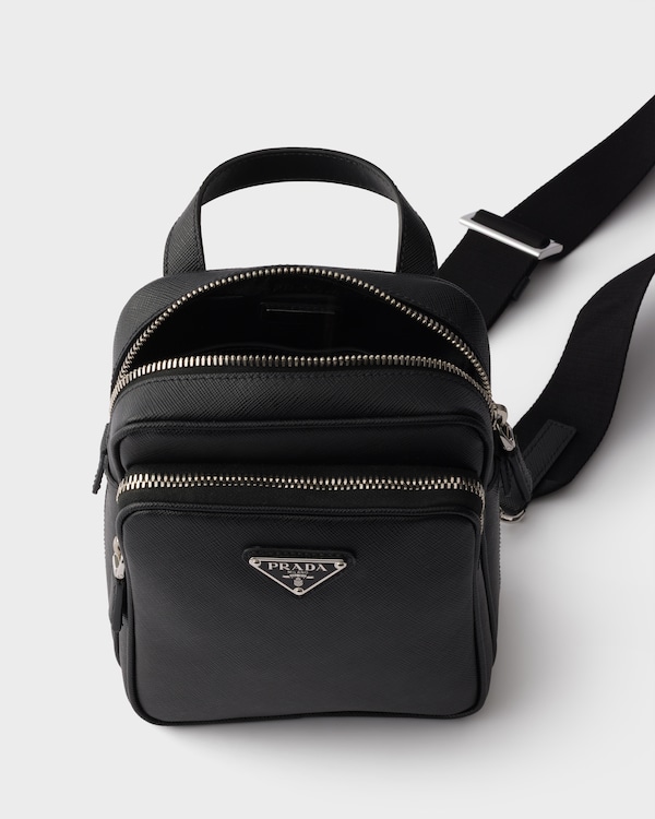 Saffiano leather mini one-shoulder backpack - Black Saffiano leather mini one-shoulder backpack - Black