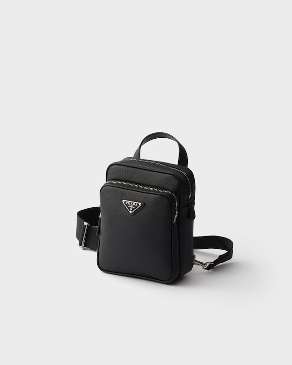 Saffiano leather mini one-shoulder backpack - Black Saffiano leather mini one-shoulder backpack - Black