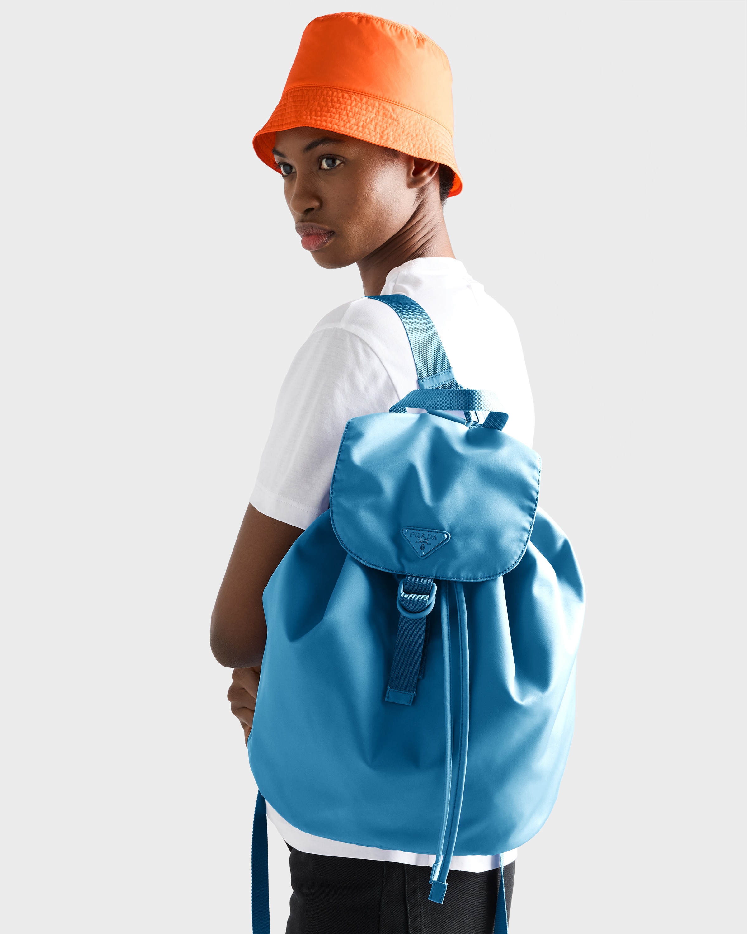 Light Blue Re-nylon Backpack | PRADA - United States