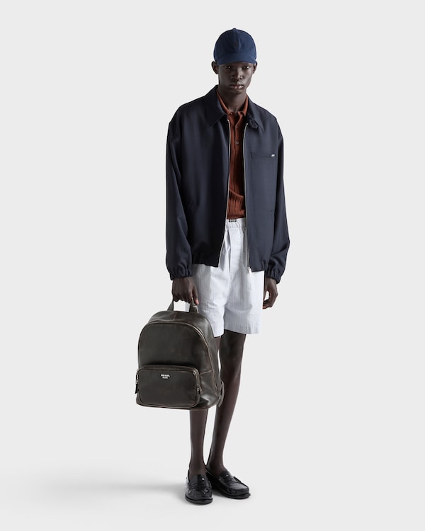 Distressed nappa leather backpack - Dark Brown Distressed nappa leather backpack - Dark Brown