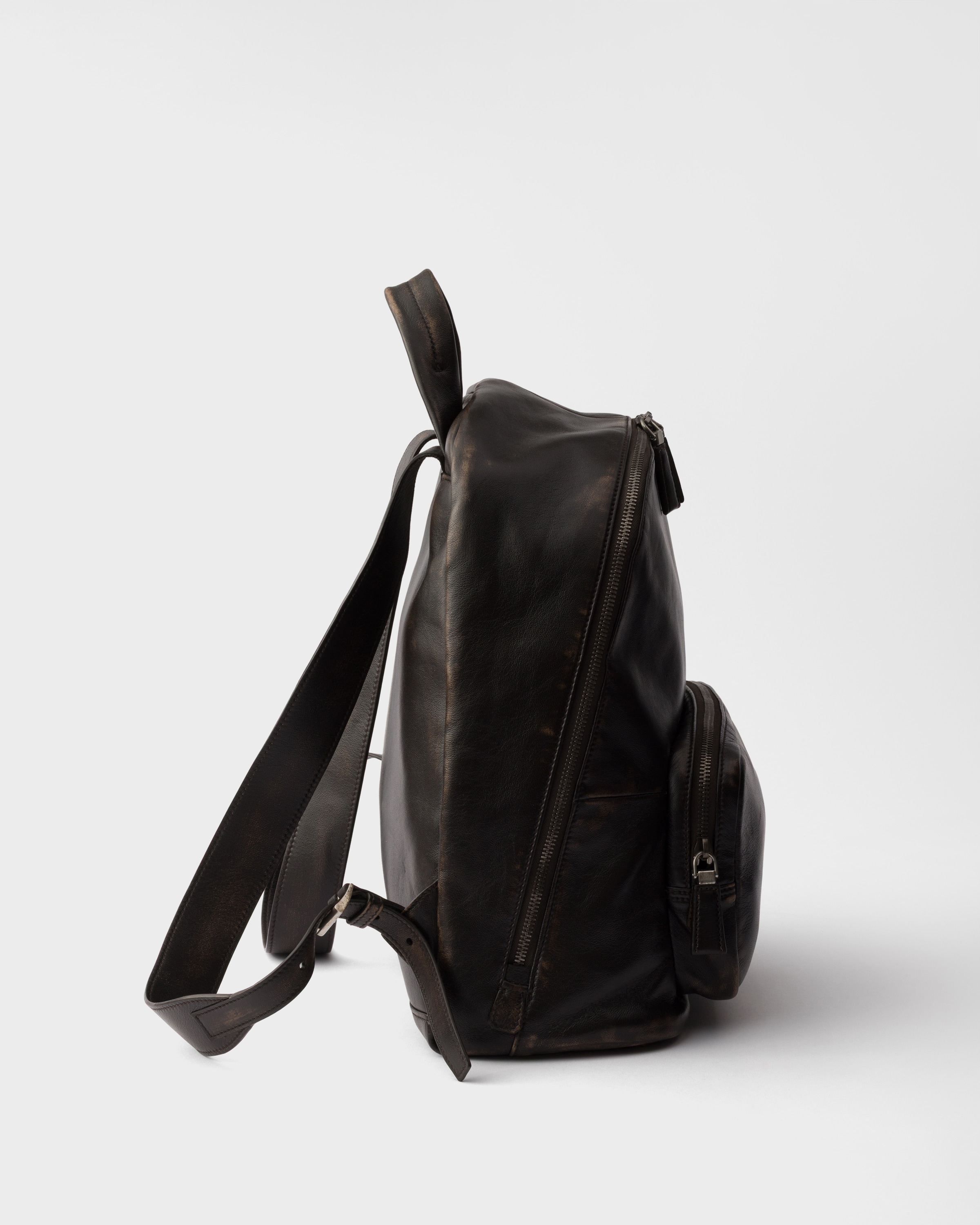 distressed leather backpack Brown Backpack: OC PACK 004 Officine Creative or daypack Dark Brown Distressed Nappa Leather