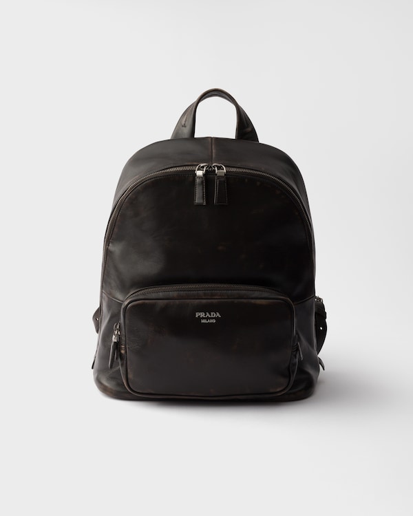 Distressed nappa leather backpack - Dark Brown Distressed nappa leather backpack - Dark Brown