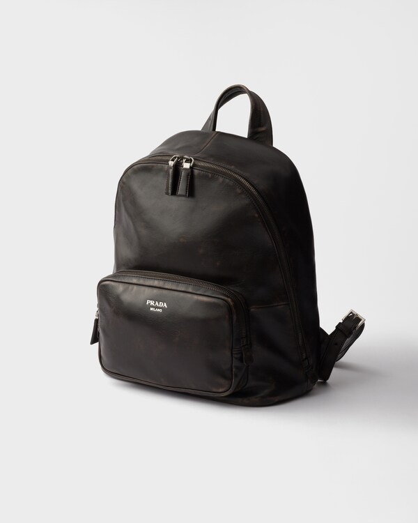 Distressed nappa leather backpack - Dark Brown Distressed nappa leather backpack - Dark Brown
