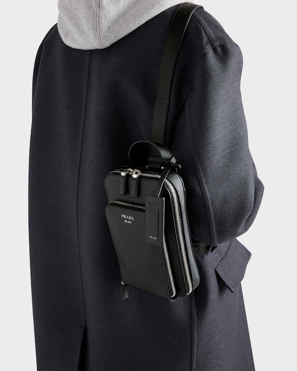 Sac à dos en cuir Saffiano - Noir Sac à dos en cuir Saffiano - Noir