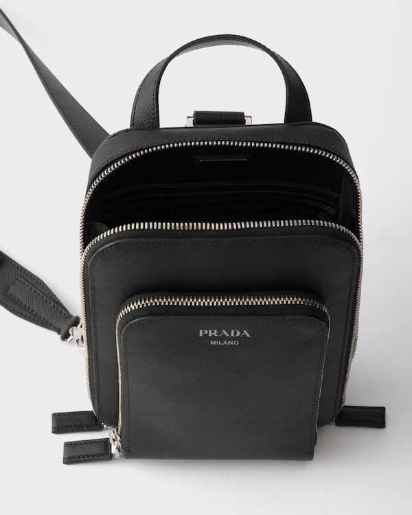 Sac à dos en cuir Saffiano - Noir Sac à dos en cuir Saffiano - Noir