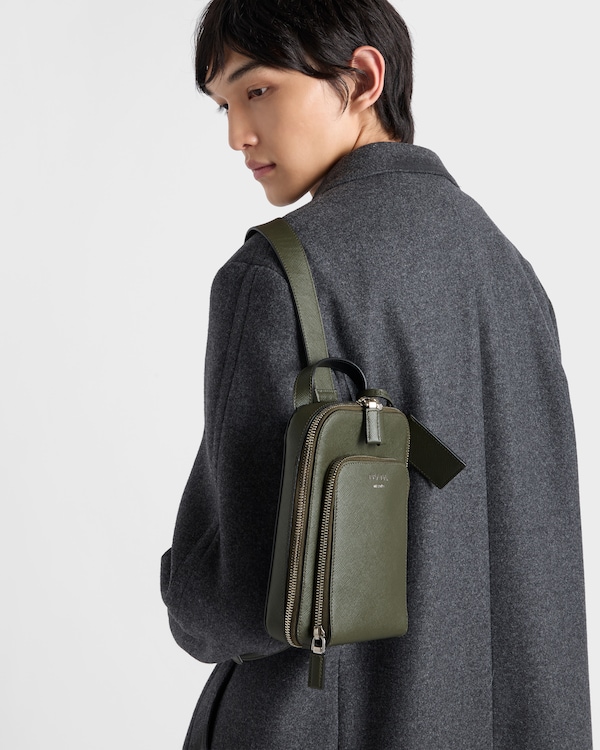 Sac à dos en cuir Saffiano - Vert Forêt Sac à dos en cuir Saffiano - Vert Forêt