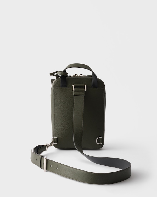 Sac à dos en cuir Saffiano - Vert Forêt Sac à dos en cuir Saffiano - Vert Forêt