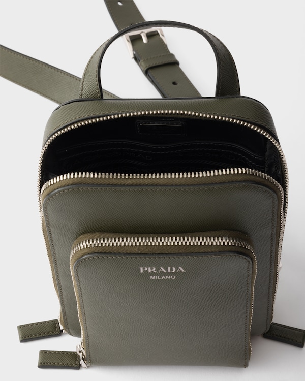 Sac à dos en cuir Saffiano - Vert Forêt Sac à dos en cuir Saffiano - Vert Forêt