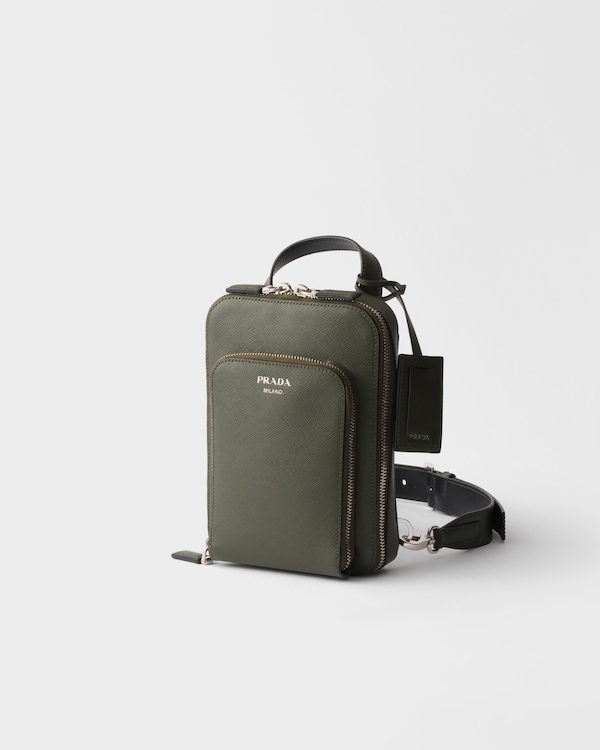 Sac à dos en cuir Saffiano - Vert Forêt Sac à dos en cuir Saffiano - Vert Forêt