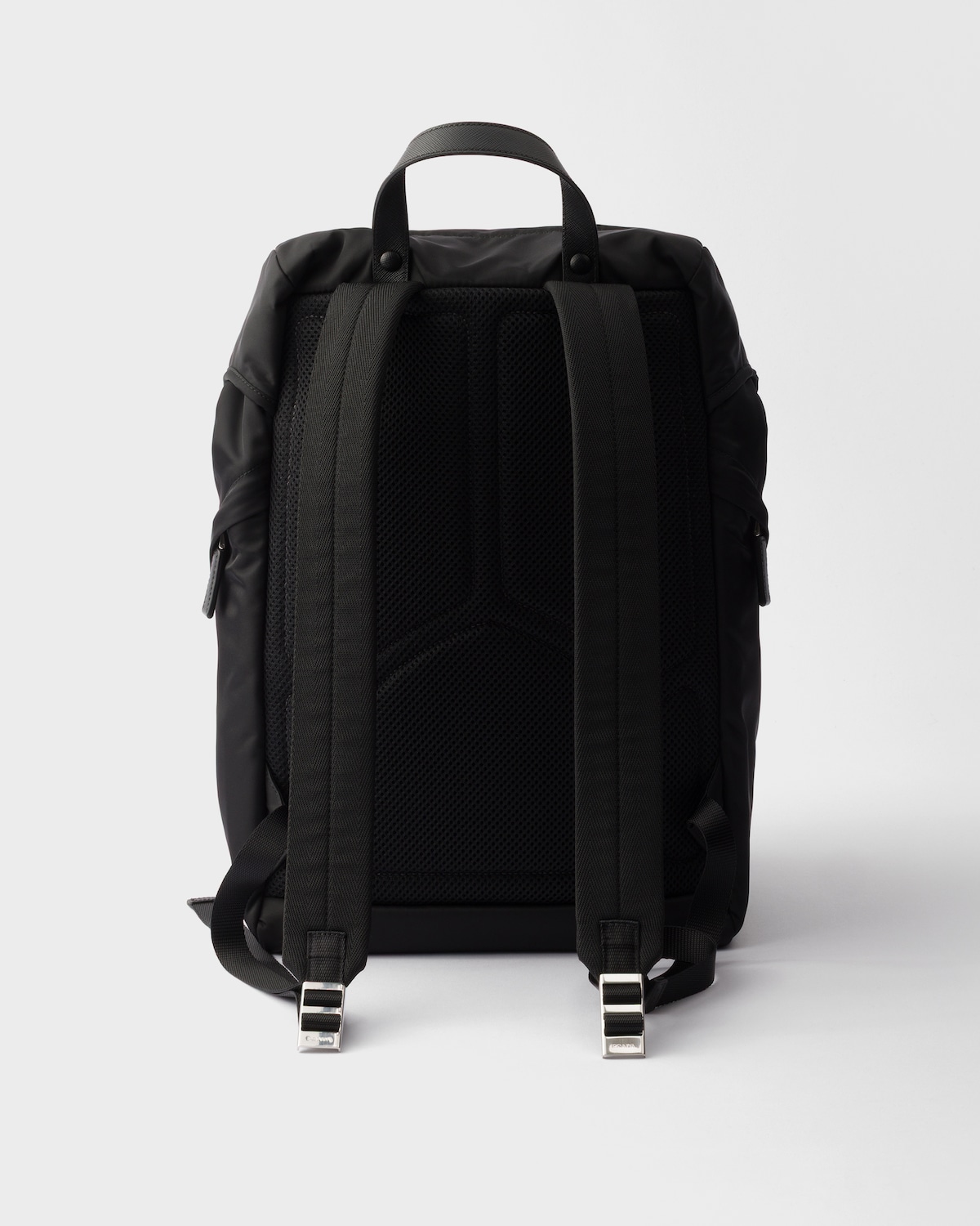 Black Renylon And Saffiano Leather Backpack PRADA