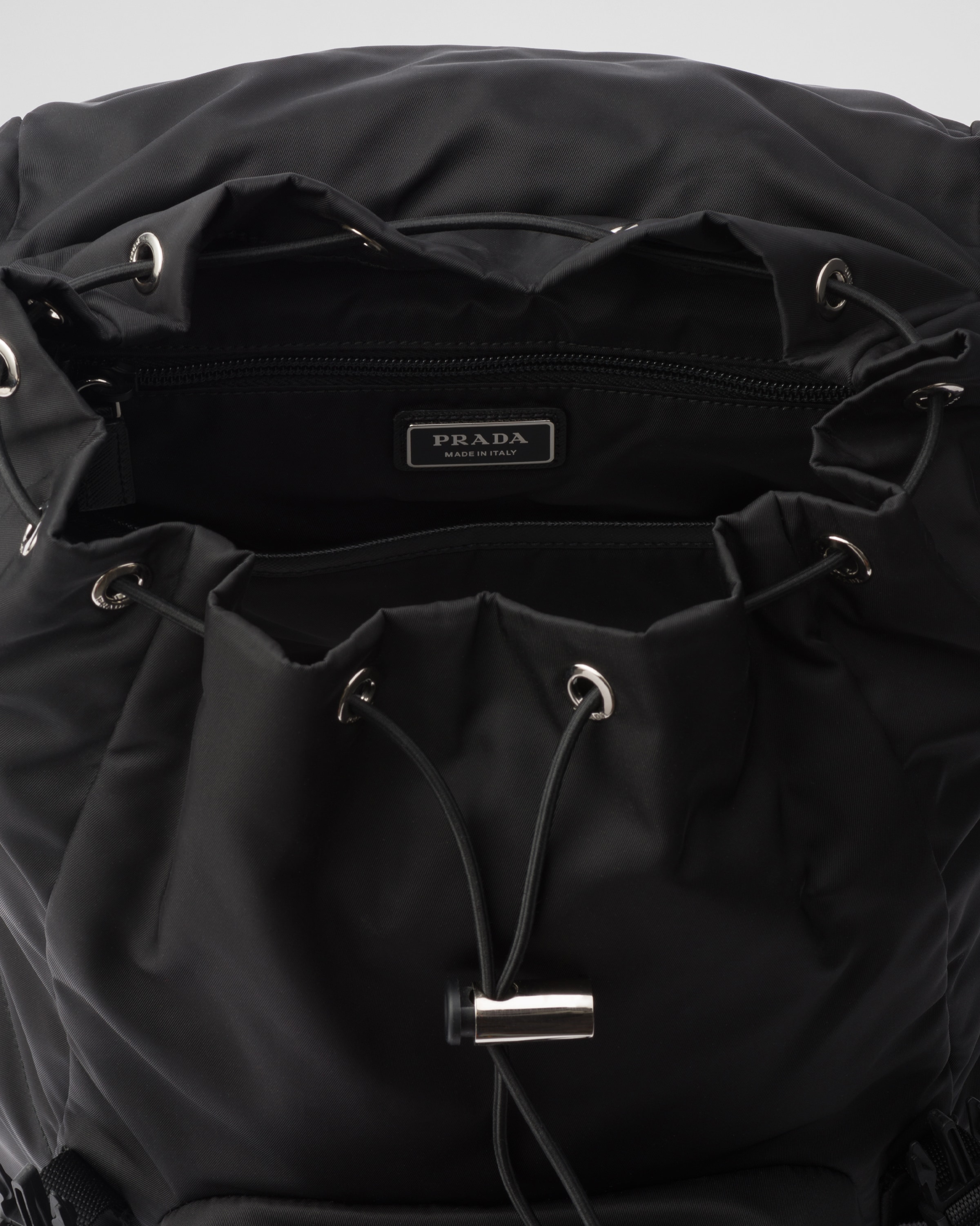 Prada black leather backpack shop