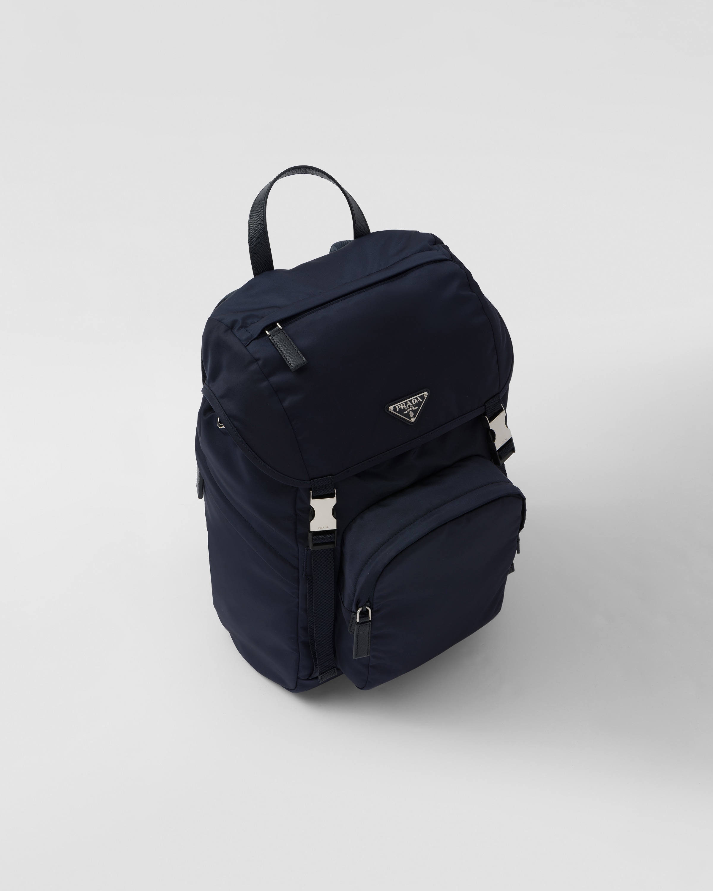 Navy Re-nylon And Saffiano Leather Backpack