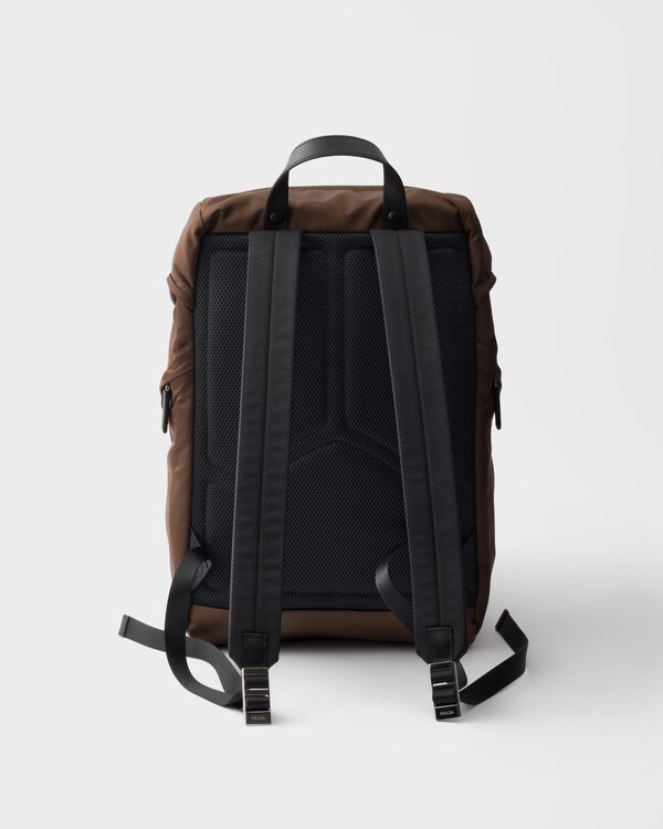Re-Nylon and Saffiano leather backpack - Sienna Re-Nylon and Saffiano leather backpack - Sienna