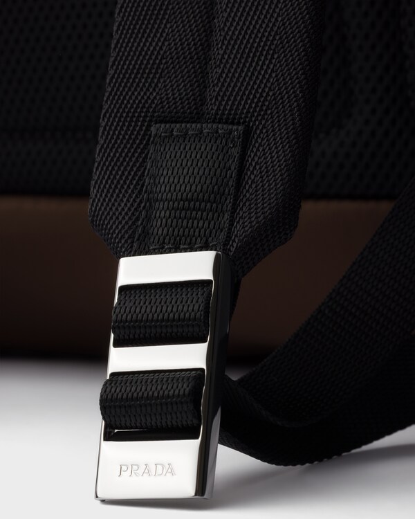 Re-Nylon and Saffiano leather backpack - Sienna Re-Nylon and Saffiano leather backpack - Sienna