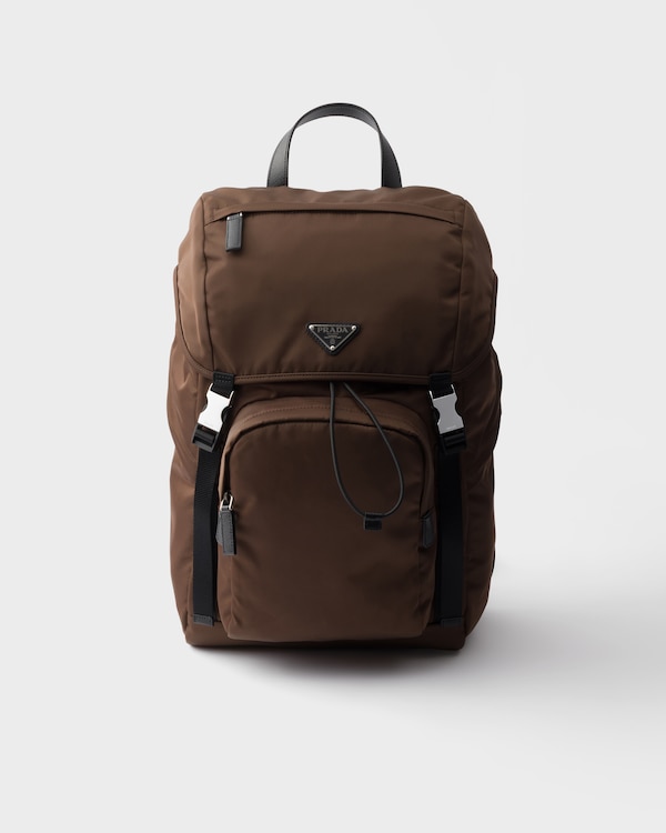 Re-Nylon and Saffiano leather backpack - Sienna Re-Nylon and Saffiano leather backpack - Sienna