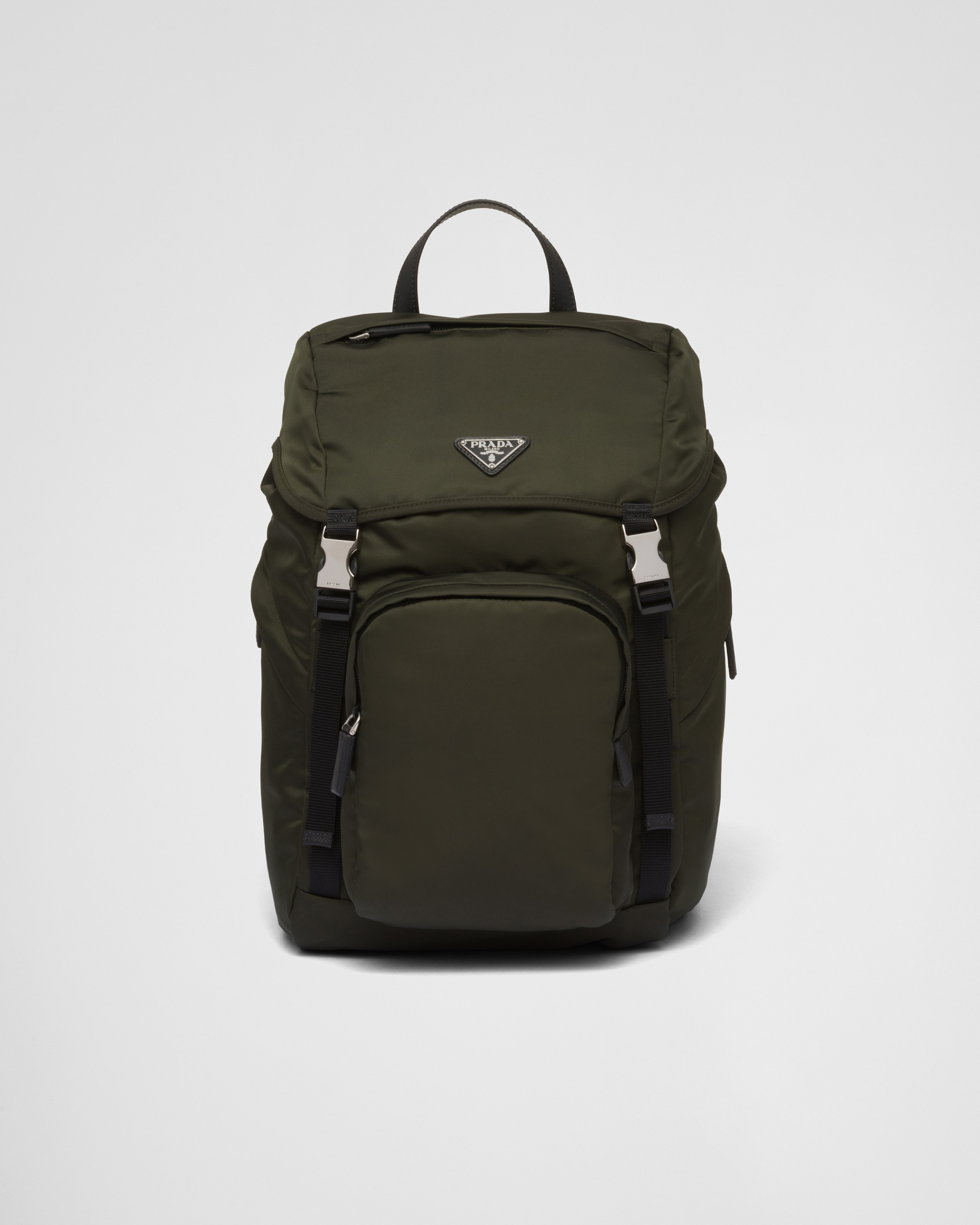 Prada Re-nylon And Saffiano Leather Backpack In Green