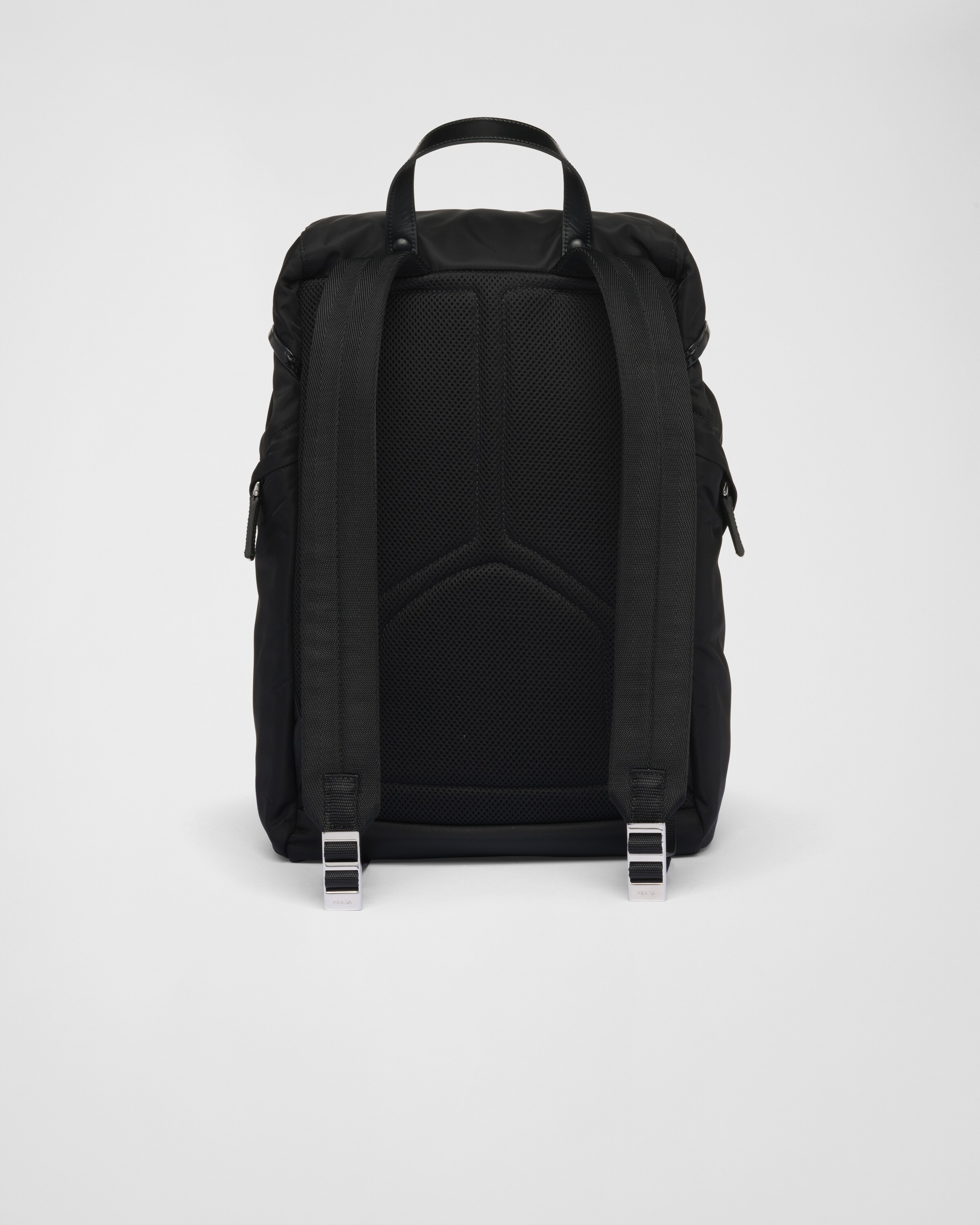 Black Re-nylon And Brushed Leather Backpack | PRADA