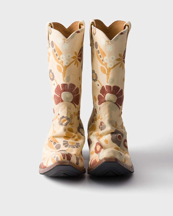 Printed fabric boots Printed fabric boots