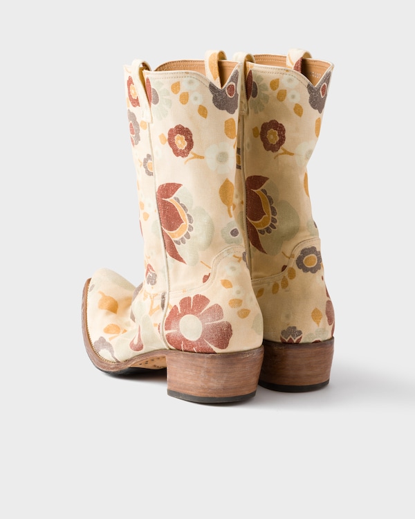 Printed fabric boots Printed fabric boots